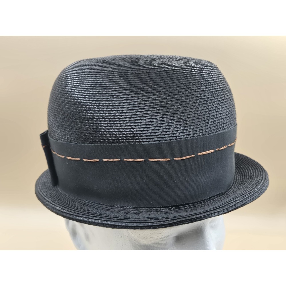 BETMAR New York Paris‎ Dark Gray Bucket Style Hat Paper Straw One Size Vintage